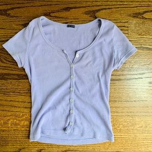 Brandy Melville purple button down crop top -small